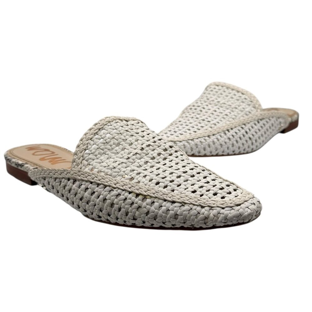 Sam Edelman White Woven Padded Elva Slip On Mules (8M)